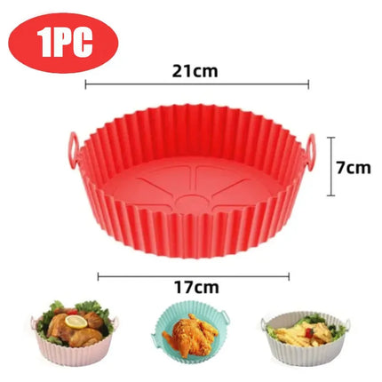 Air fryer Silicone Basket Reusable Container Accessories Oven Tray Pizza Fried Chicken Baking Mold Protector Kitchen Tool 2024