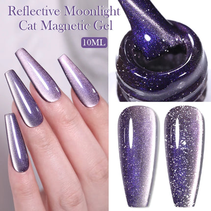 BORN PRETTY 10ml Rainbow Purple Water Light Cat Magnetic Gel Nail Polish Shining Sliver-light Holographics Semi Permanent UV Gel