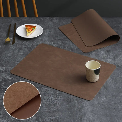 Square Double-Layer Cowhide PU Leather Placemat