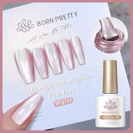 BORN PRETTY 10ml Rainbow Purple Water Light Cat Magnetic Gel Nail Polish Shining Sliver-light Holographics Semi Permanent UV Gel