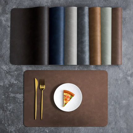 Square Double-Layer Cowhide PU Leather Placemat
