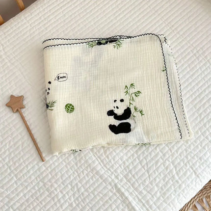Baby Muslin Blanket 110X130cm Swaddle Blanket Gauze Thin Quilt Floral Print Double Layer Cotton Stroller Cover Kids Bedding