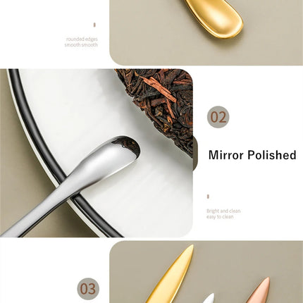 Stainless Steel Two in One Teaspoon Long Handle Cutlery Home Coffee Tea Stirring Spoon Tableware Mini Scoop Utensils for Kitchen