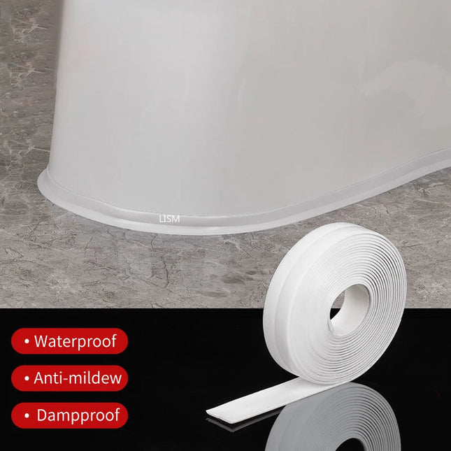 Bathroom Shower Sealing Tape Sink Bath White Pvc Self Adhesive Waterproof Wall Sticker For Bathroom Kitchen Caulk Sealing Strips