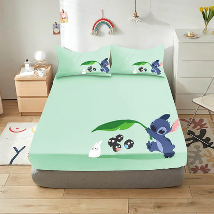Stitch Fitted Sheet Bedding Set Bedding Sets  Comfortable Soft 3-Piece Set With Pillowcase