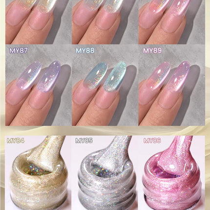 BORN PRETTY 10ml Rainbow Purple Water Light Cat Magnetic Gel Nail Polish Shining Sliver-light Holographics Semi Permanent UV Gel