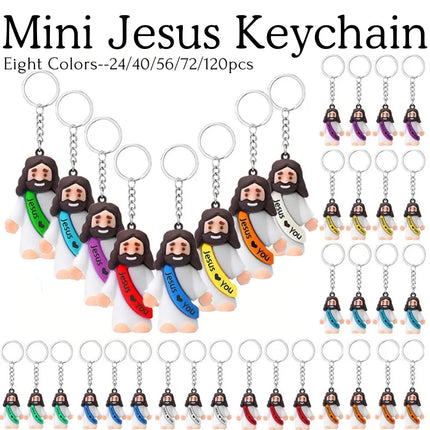 24-120 PCS Little Jesus Keychain Jesus Loves You Figures Mini Jesus Figures in Bulk For Church Baptism Gift Easter Egg Stuffers