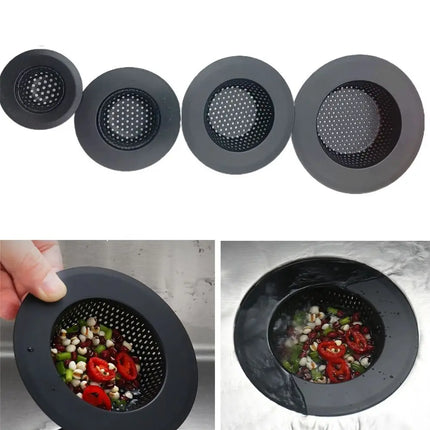 Anti Clog Sink Strainer Black With Handle Drain Filter Hair Clean Up Stainless Steel Waste Catcher Kitchen Bathroom Accessories