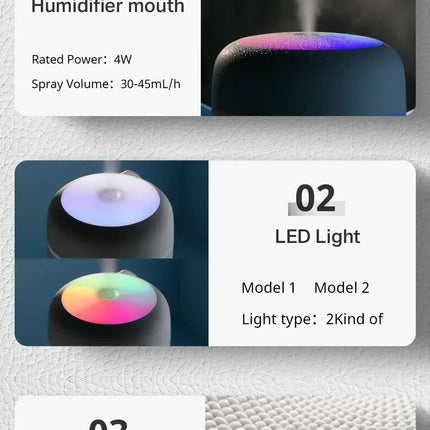 Portable LED light mini 300ml h2o Spray Mist humidifier Double Wet Aroma Essential Oil Diffuser Car usb air humidifier