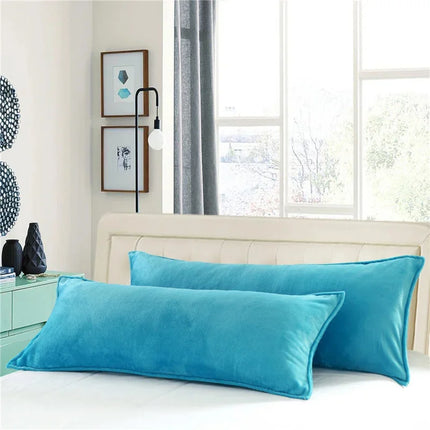 Solid Color Flannel Long Pillow Case Soft Comfortable Adults Double Lover Sleeping Pillow Cover Bedding Body Pillowcase