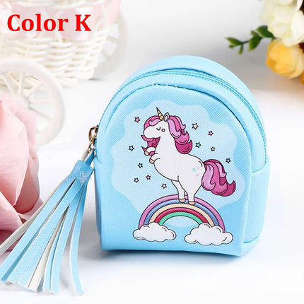 Women PU Leather Unicorn Coin Purse Mini Wallet Zipper Coin Backpack Keys Pouch Storage Bag Card Holder Home Storage Organizer