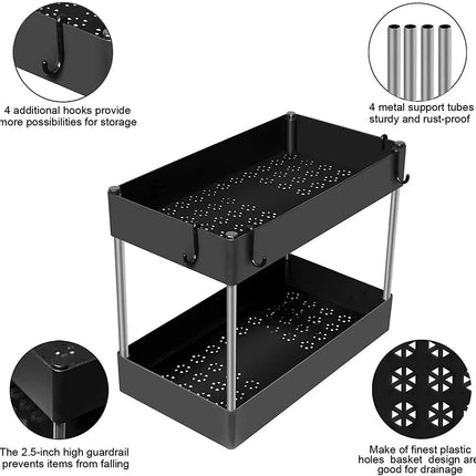1/2 Pcs Under Sink Storage Organizer 2 Tier Drawer Multipurpose Rack Cabinet Under Sink Storage Rack Bathroom Kitchen Organizer