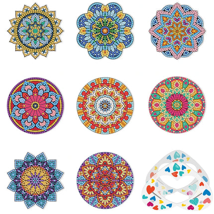 6/9Pcs DIY Diamond Painting Christmas Coaster Ornament Santa Snowman Drink Cup Cushion Diamond Embroidery Kit Xmas Kitchen Decor