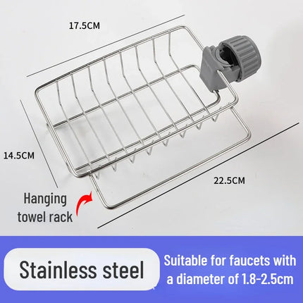 Kitchen Stainless Steel Sink Drain Rack Sponge Storage Faucet Holder Soap Drainer Shelf Organizer Towel Rack Kitchen Accessories