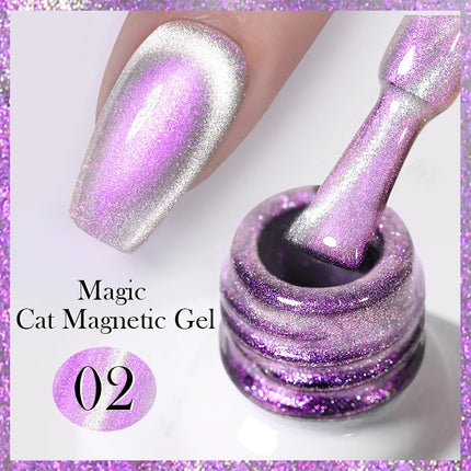 BORN PRETTY 10ml Rainbow Purple Water Light Cat Magnetic Gel Nail Polish Shining Sliver-light Holographics Semi Permanent UV Gel