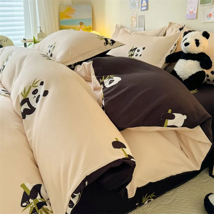 Cream Floral Bedding Set No Filler Breathable Green Ins Double Queen Size Comforter Duvet Cover Flat Sheet Pillowcase Bed Linens
