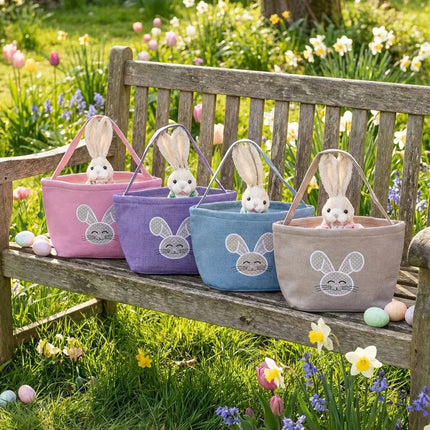 Cartoon Rabbit Storage Basket Wear-resistance Decorative Rabbit Egg Basket with Handle Large Capacity Happy Easter Handbag