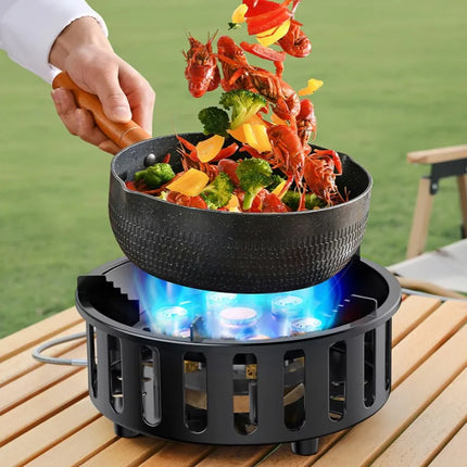 7-Core Camping Stove High-Power Strong Fire Portable Tourist Gas Burner Windproof Electronic Ignition Camping Equipment