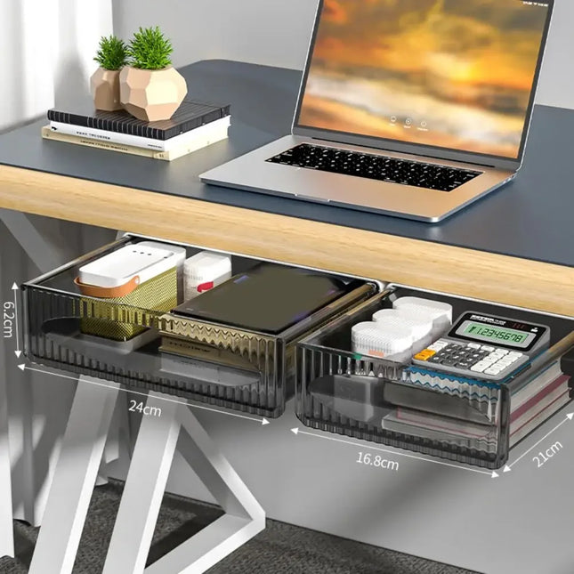 Under-Table Drawer Transparent Storage Box