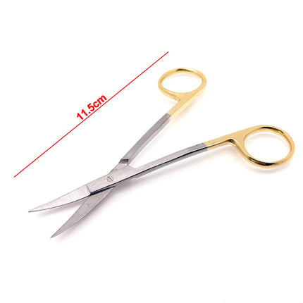 Dental Surgical Scissors Curved Gold Plated Handle Ophthalmic Scissors Dentist Medical Dissecting Tools