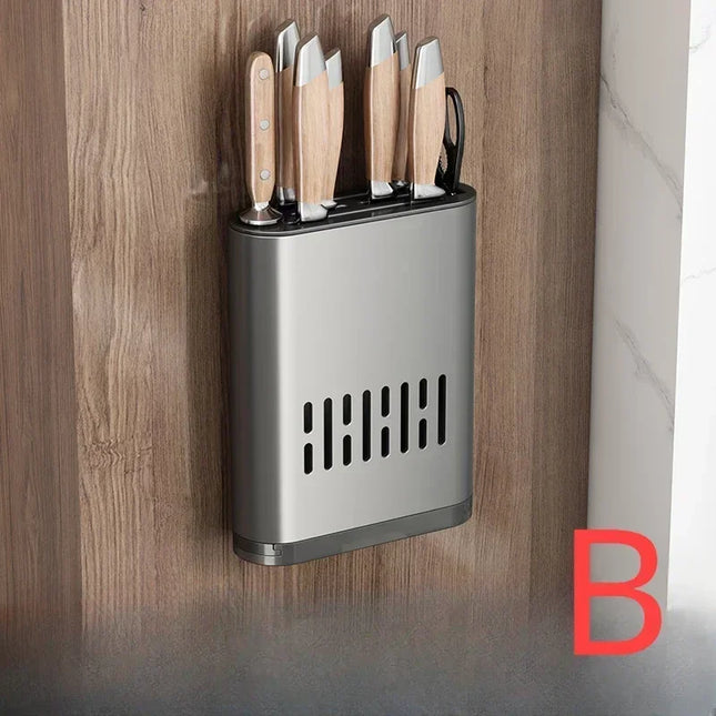 Wall-mounted Chopsticks Tube Kitchen Rack Wall Hanging Punch-free Tool Rest Cutter Drain Aluminium Chopsticks Cage Storage Box
