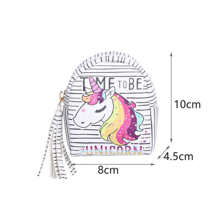 Women PU Leather Unicorn Coin Purse Mini Wallet Zipper Coin Backpack Keys Pouch Storage Bag Card Holder Home Storage Organizer