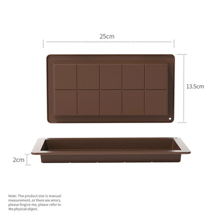 10 Grids Silicone Molding Chocolate Bar Mold Non-Stick Reusable Kitchen Deep Chocolate Mold Multipurpose Large Candy Molds