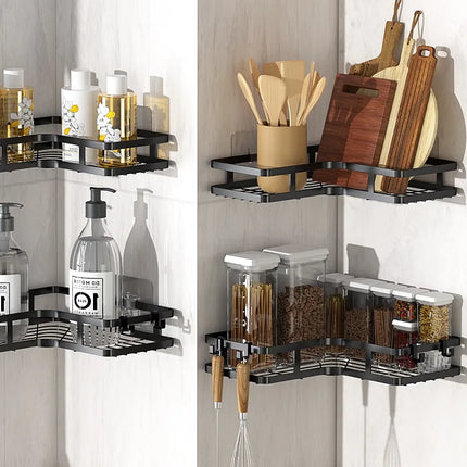 Bathroom Triangle Iron Shelf No Drill Metal Corner Shelf Kitchen Bathroom Accessories Storage Rack Shampoo Storage Rack