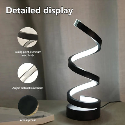 Modern Spiral LED Table Lamp Dimmable