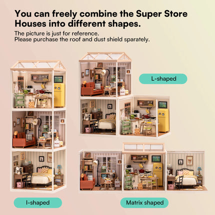 Robotime Rolife 3D Puzzle Model Super Store Series Happy Meals Kitchen Plastic DIY Miniature House Kit Building Blocks Kits