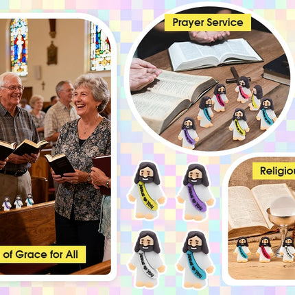 50-200Pcs Mini Jesus Figures Jesus Loves You Christ Toys Multicolor Tiny Jesus Figures Religious Party Favors Easter Egg Stuffer