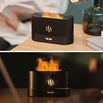Perfume Humidifier Simulation Flame Aromatherapy Diffuser LED Ultrasonic Air Humidifier Creative Gift Essential Oil Flame Lamp