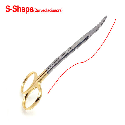 Dental Surgical Scissors Curved Gold Plated Handle Ophthalmic Scissors Dentist Medical Dissecting Tools