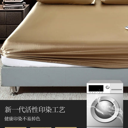Satin Bedsheet Set High Quality Solid Color Fitted Sheet Set Single Double Queen King Size Flatsheet Set Luxury Bedding