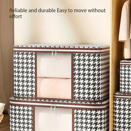 Visible Large Capacity Storage Box Portable Household Clothes Organizer With Handles Foldable Dustproof Quilt Zipper Container