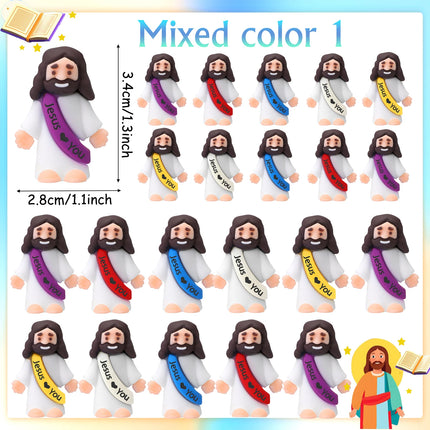 50-200Pcs Mini Jesus Figures Jesus Loves You Christ Toys Multicolor Tiny Jesus Figures Religious Party Favors Easter Egg Stuffer