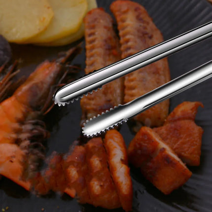 304 Stainless Steel Grill Tongs Food Clip BBQ Steak Clip Bread Tong Cooking Utensils Party Non-Slip Kitchen Gadgets Accessories