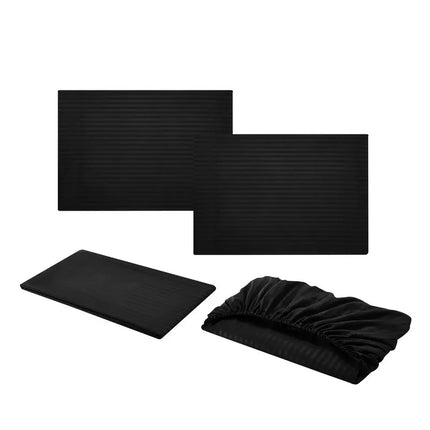 Embossed Brushed Stripe 3/4 Pieces Bed Set Flat Sheet Fitted Sheet Pillowcase Bedding Set for Twin Full Queen King Pillow Sham