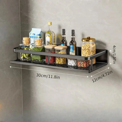 Kitchen Shelf Spice Storage Rack Wall-mounted Kitchen Spatula Spoon Hook Towel Bar Suitable Kitchen And Bathroom Item Storage