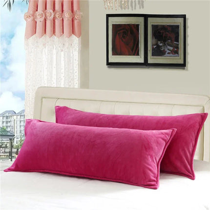 Solid Color Flannel Long Pillow Case Soft Comfortable Adults Double Lover Sleeping Pillow Cover Bedding Body Pillowcase
