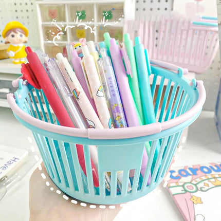 New Plastic Basket Organizer Portable Shopping Storage Box Desktop Sundries Toy Fruit Stationery Organizer Home Storage Baskets