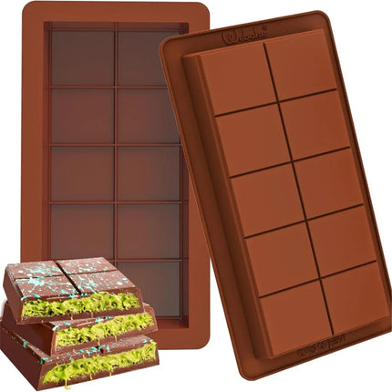 10 Grids Silicone Molding Chocolate Bar Mold Non-Stick Reusable Kitchen Deep Chocolate Mold Multipurpose Large Candy Molds