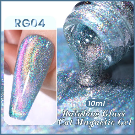 BORN PRETTY 10ml Rainbow Purple Water Light Cat Magnetic Gel Nail Polish Shining Sliver-light Holographics Semi Permanent UV Gel