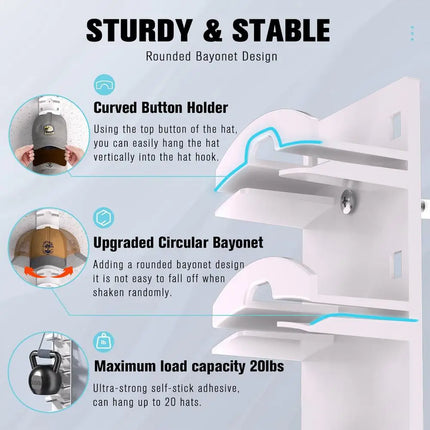 Wall-mounted Baseball Cap Storage Rack Punch-free Baseball Cap Organizer With Adhesive Can Accommodate 10 Hats Home Storage