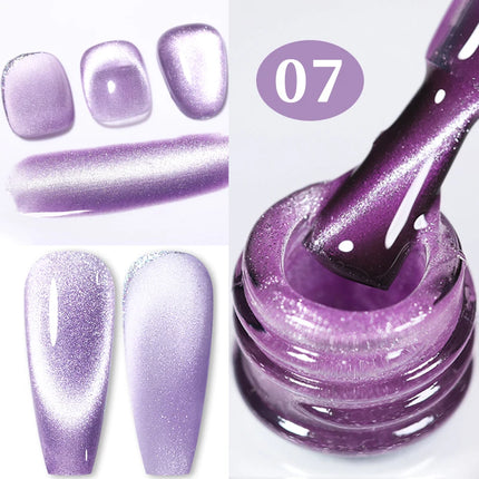 BORN PRETTY 10ml Rainbow Purple Water Light Cat Magnetic Gel Nail Polish Shining Sliver-light Holographics Semi Permanent UV Gel