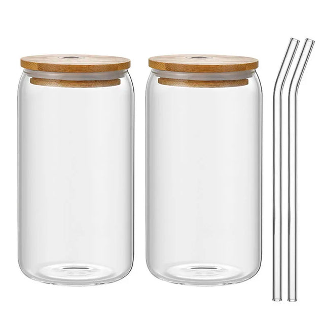 Leeseph Coffee Mug Glass Cup With Lid and Straw Transparent Coffee Tea Milk Juice Cold Drinking Cup Bar Kitchen Accessories