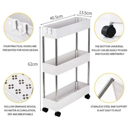 Three tier shelves for bedrooms, kitchens, home storage, and outdoor camping