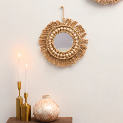Handwoven Round Wall Mirror