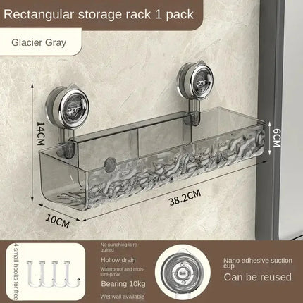 New Bathroom Shelf Corner Space Shower Room Suction Cup Bathroom Storage Shelf Basket Home Storage Organizer Shelf Decorative
