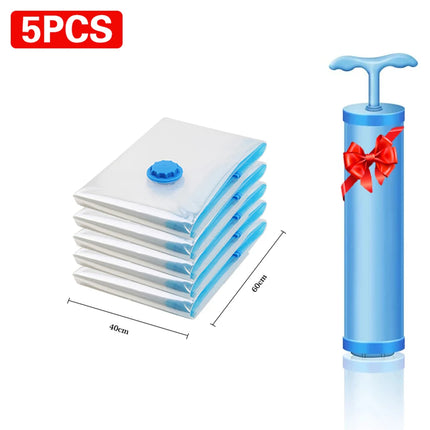 1/3/5pcs Vacuum Storage Bags,for Bedding,Pillows,Towel,Clothes Space Saver Travel Storage Bag,With Hand-Pump,Vacuum Bag Package